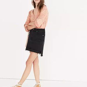 Madewell Step-Hem Stretch Jean Skirt, Washed Black, 26